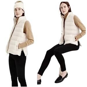 J.Crew Vest Mountain Puffer Down Feather Ivory Cream White S H1622